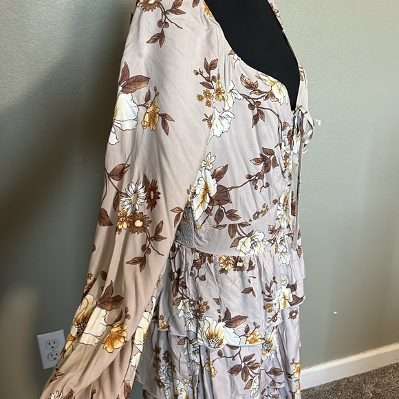 Forever 21+ Taupe and Floral dress - Picture 2 of 7